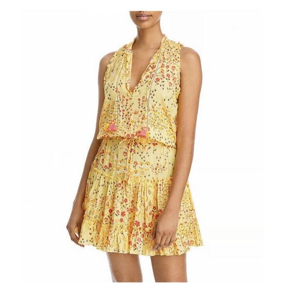 Poupette St Barth Clara Mini Dress – White & Orange Floral - Picture 1 of 7